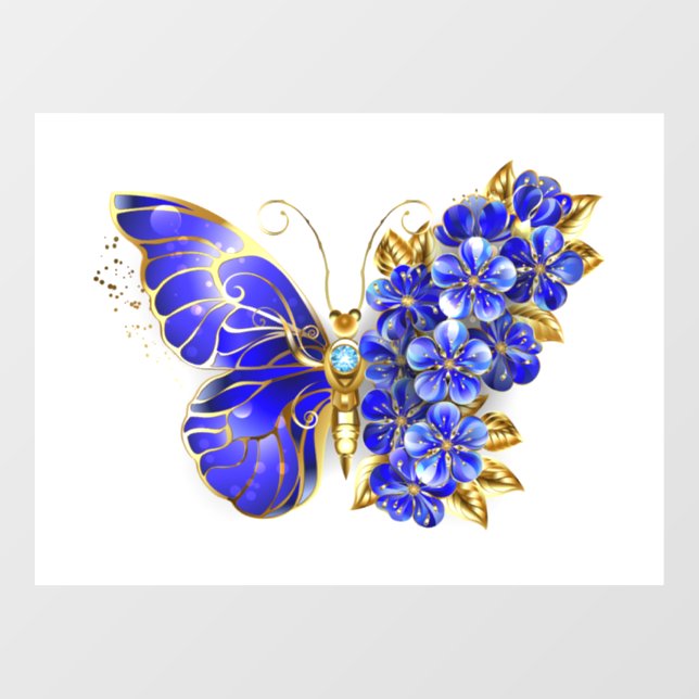 Blume Sapphire Butterfly Fensteraufkleber (Blatt)