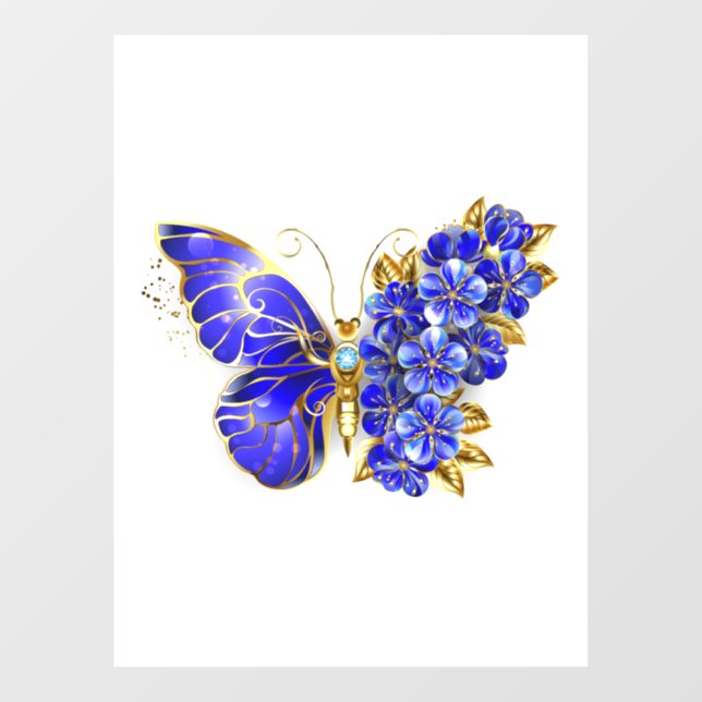 Blume Sapphire Butterfly Fensteraufkleber (Blatt)