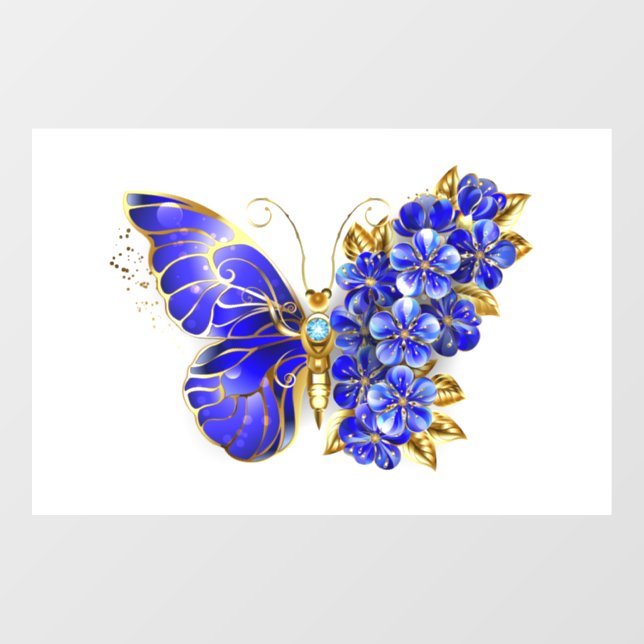 Blume Sapphire Butterfly Fensteraufkleber (Blatt)