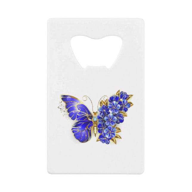 Blume Sapphire Butterfly Geldbeutel Flaschenöffner (Vorderseite)