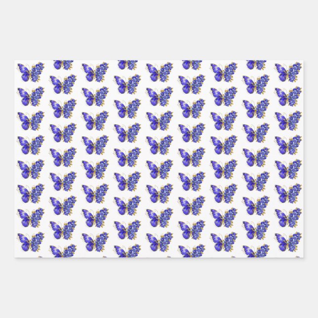 Blume Sapphire Butterfly Geschenkpapier Set (Vorderseite)