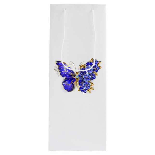 Blume Sapphire Butterfly Geschenktüte Für Weinflaschen (Vorderseite)