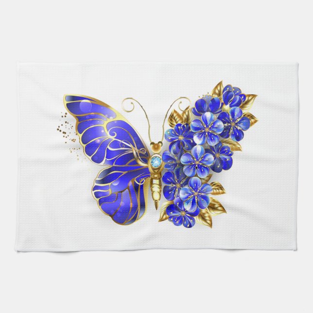 Blume Sapphire Butterfly Geschirrtuch (Horizontal)