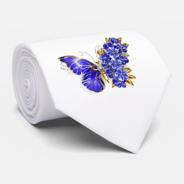 Blume Sapphire Butterfly Krawatte (Gerollt)