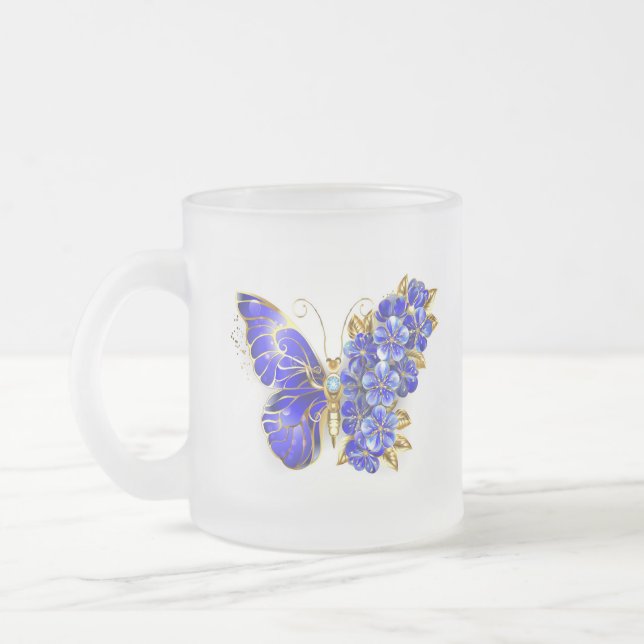 Blume Sapphire Butterfly Mattglastasse (Links)