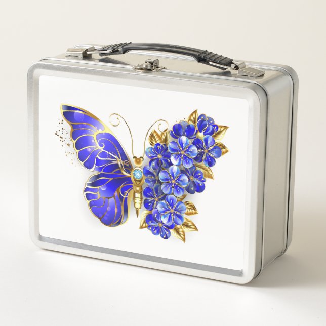 Blume Sapphire Butterfly Metall Brotdose (Vorderseite)