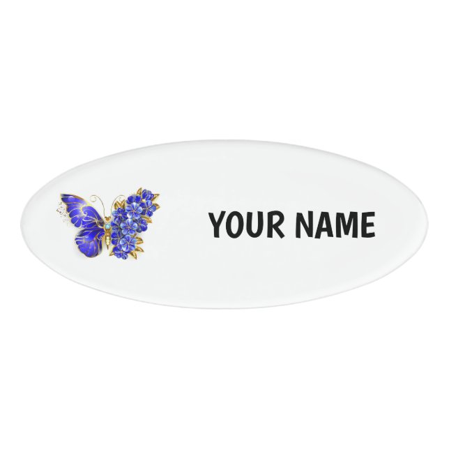 Blume Sapphire Butterfly Namenschild (Vorderseite)