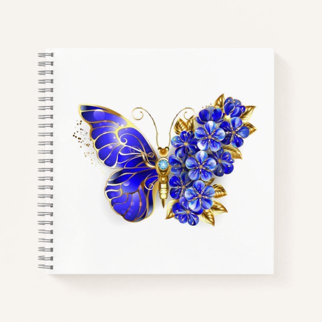 Blume Sapphire Butterfly Notizbuch (Vorderseite)