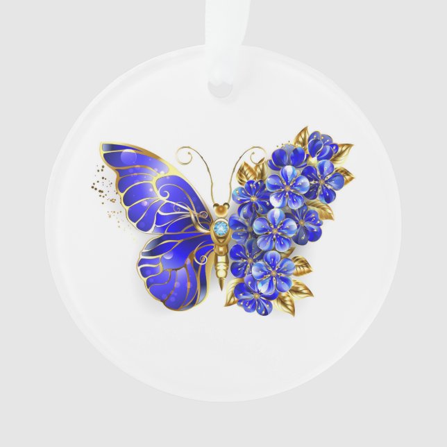 Blume Sapphire Butterfly Ornament (Vorderseite)