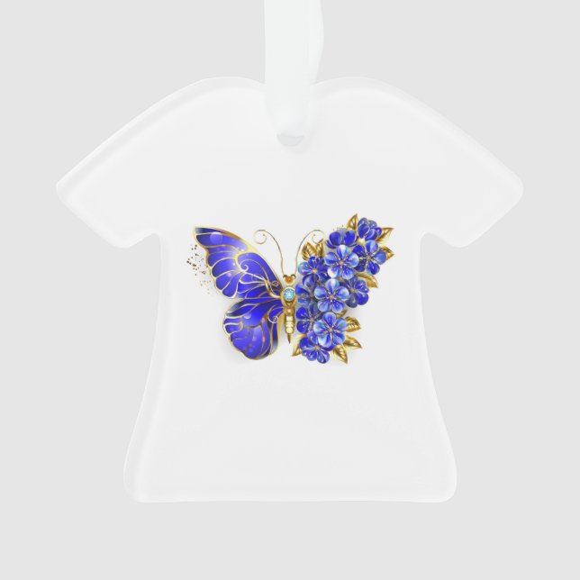 Blume Sapphire Butterfly Ornament (Vorderseite)