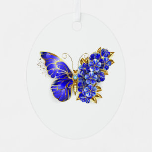 Blume Sapphire Butterfly Ornament Aus Metall