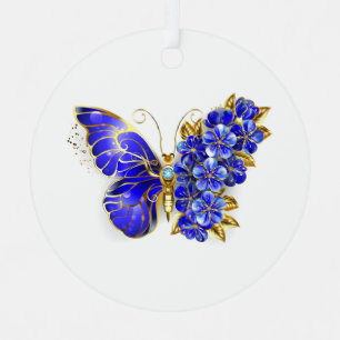 Blume Sapphire Butterfly Ornament Aus Metall