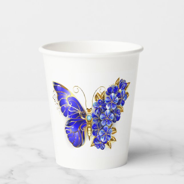 Blume Sapphire Butterfly Pappbecher (Vorderseite)