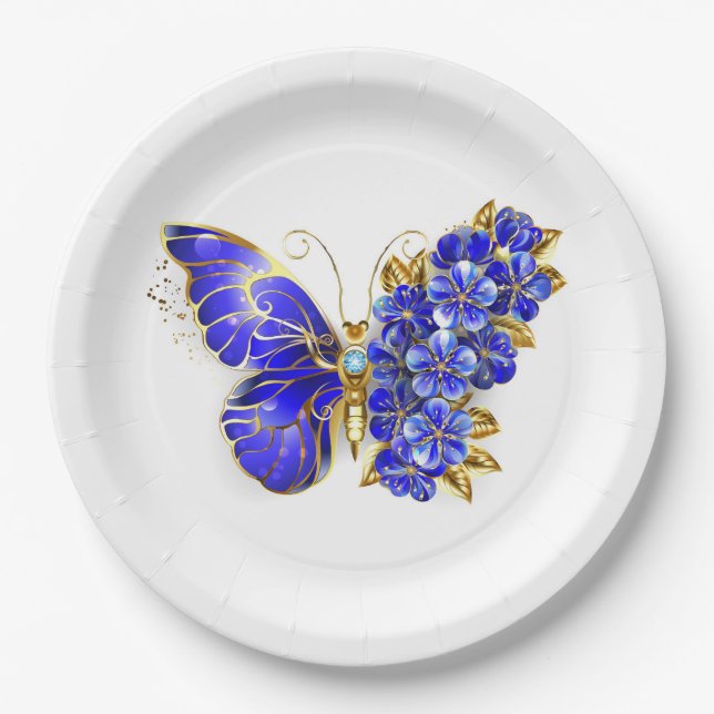 Blume Sapphire Butterfly Pappteller (Vorderseite)