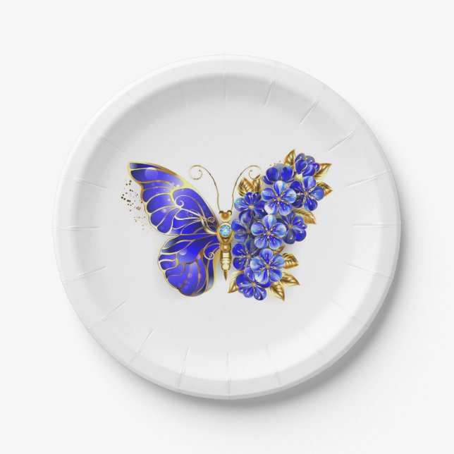 Blume Sapphire Butterfly Pappteller (Vorderseite)