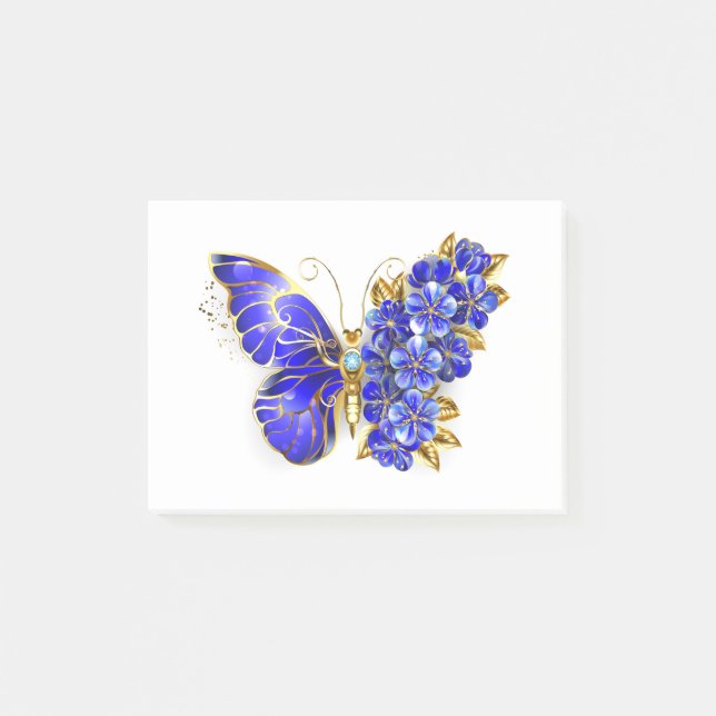 Blume Sapphire Butterfly Post-it Klebezettel (Vorderseite)