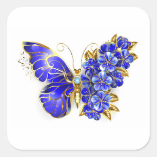 Blume Sapphire Butterfly Quadratischer Aufkleber