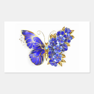 Blume Sapphire Butterfly Rechteckiger Aufkleber