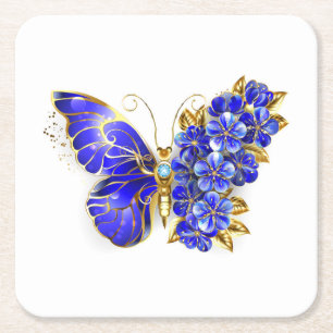 Blume Sapphire Butterfly Rechteckiger Pappuntersetzer