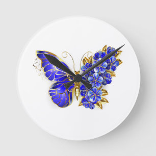 Blume Sapphire Butterfly Runde Wanduhr