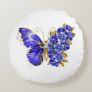 Blume Sapphire Butterfly Rundes Kissen