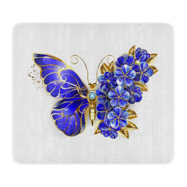 Blume Sapphire Butterfly Schneidebrett (Vorderseite)