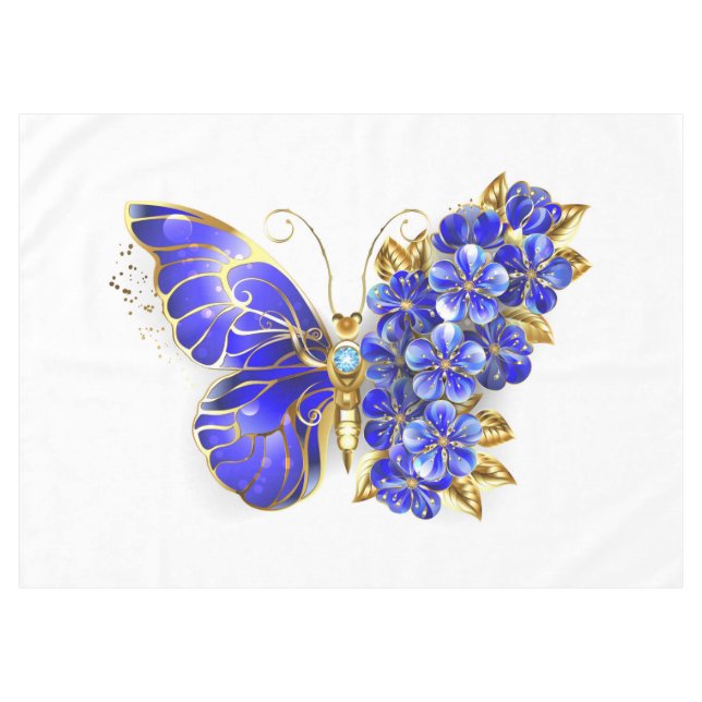 Blume Sapphire Butterfly Tischdecke (Vorderseite (Horizontal))