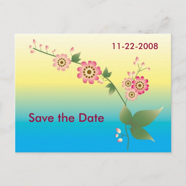 Blume Save the Date Ankündigungspostkarte (Vorderseite)