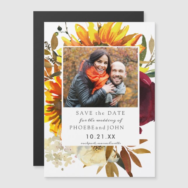 Blume Save the Date fallen Magneteinladung (Vorne/Hinten)