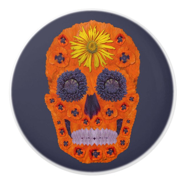 Blume Schädel 1 Keramikknauf (Vorderseite)