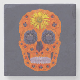 Blume Schädel 1 Steinuntersetzer