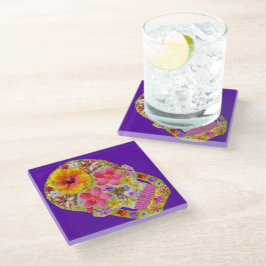 Blume Schädel 4 - tropisch Glasuntersetzer