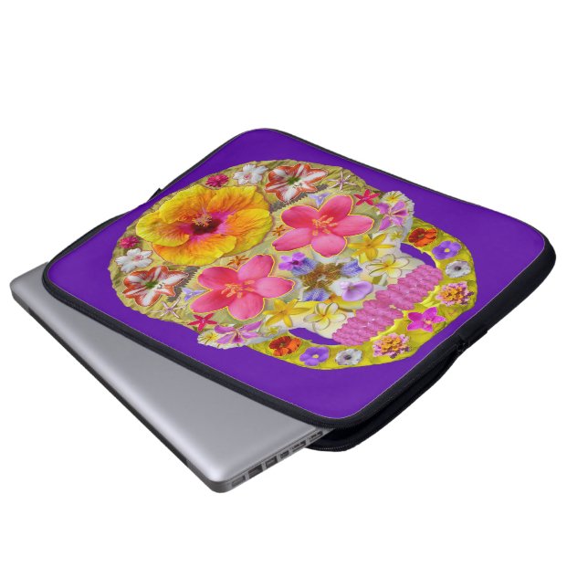 Blume Schädel 4 - tropisch Laptopschutzhülle (Vorne Knopf)
