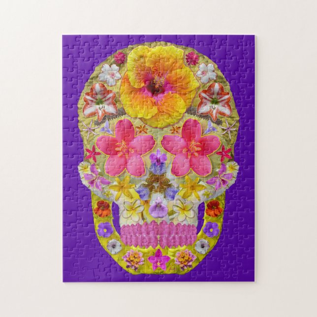 Blume Schädel 4 - tropisch Puzzle (Vertikal)