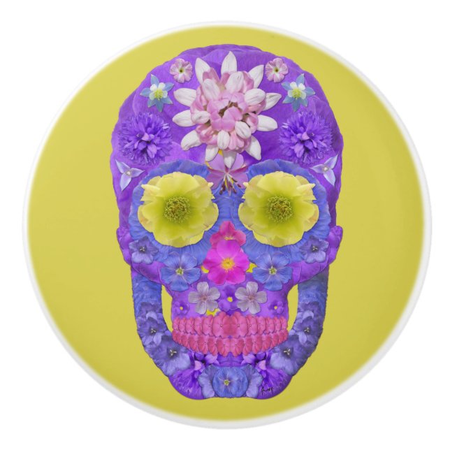 Blume Schädel 5 Keramikknauf (Vorderseite)