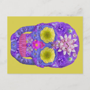 Blume Schädel 5 Postkarte