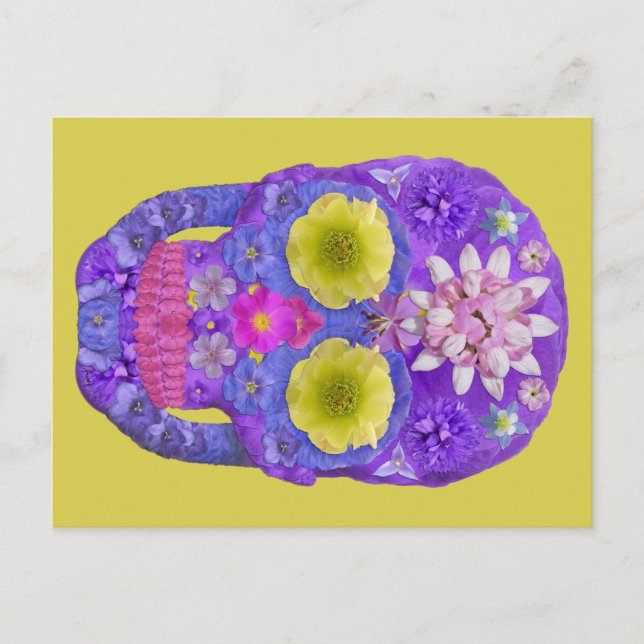 Blume Schädel 5 Postkarte (Vorderseite)