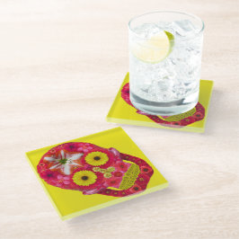 Blume Schädel 6 Glasuntersetzer