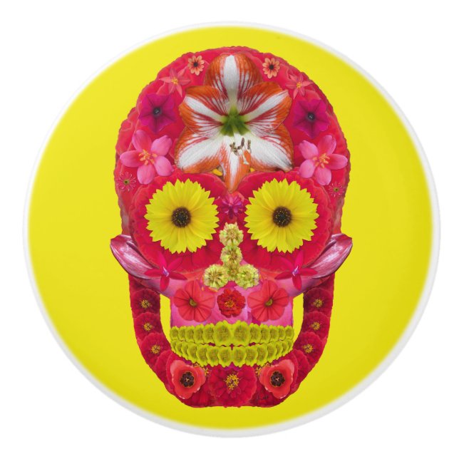 Blume Schädel 6 Keramikknauf (Vorderseite)