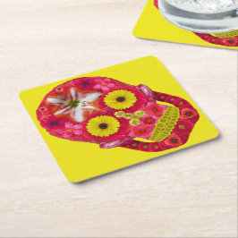 Blume Schädel 6 Rechteckiger Pappuntersetzer