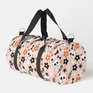 Blume Schädelmuster Duffle Bag