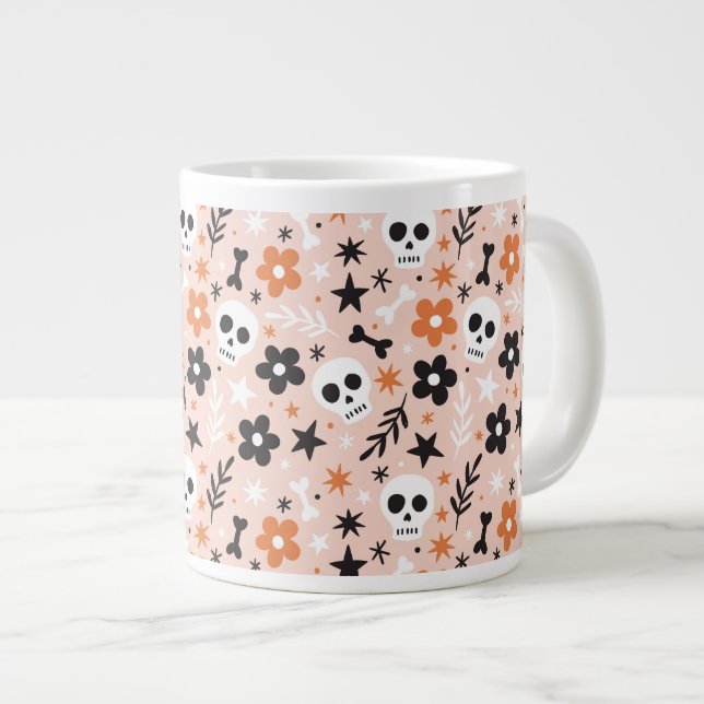Blume Schädelmuster Jumbo-Tasse (Vorderseite Rechts)