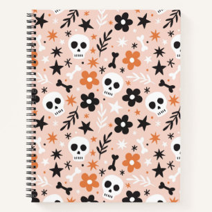 Blume Schädelmuster Notizbuch
