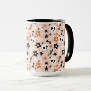 Blume Schädelmuster Tasse