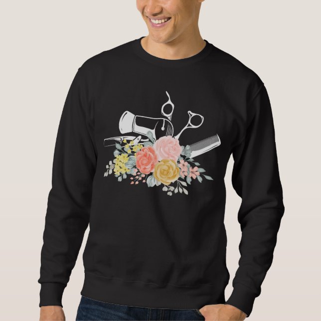 Blume Schere Frauenhaus Friseur Sweatshirt (Vorderseite)