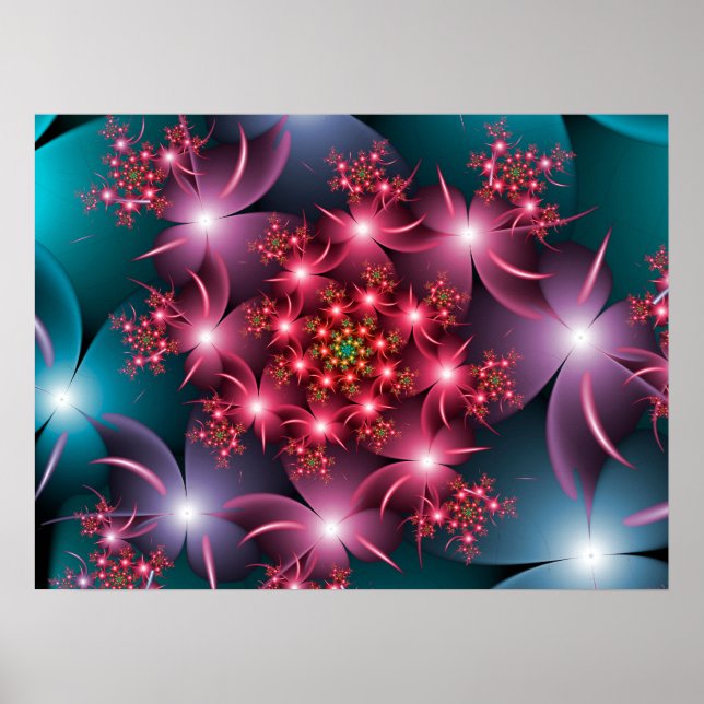 Blume scheuen Spiral Fraktal Art Poster (Vorne)
