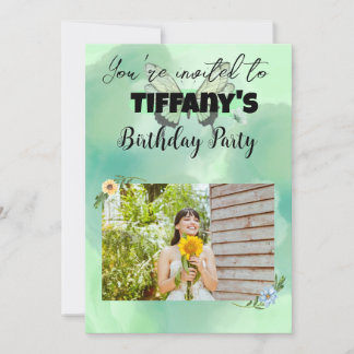 Blume & Schmetterling Ihren Foto einladen Einladung