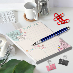 Blume Schmetterling mit rosa grünem Thema gepunkte Notizblock