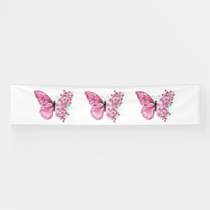 Blume Schmetterling mit rosa Sakura Banner