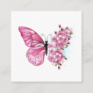 Blume Schmetterling mit rosa Sakura Begleitkarte